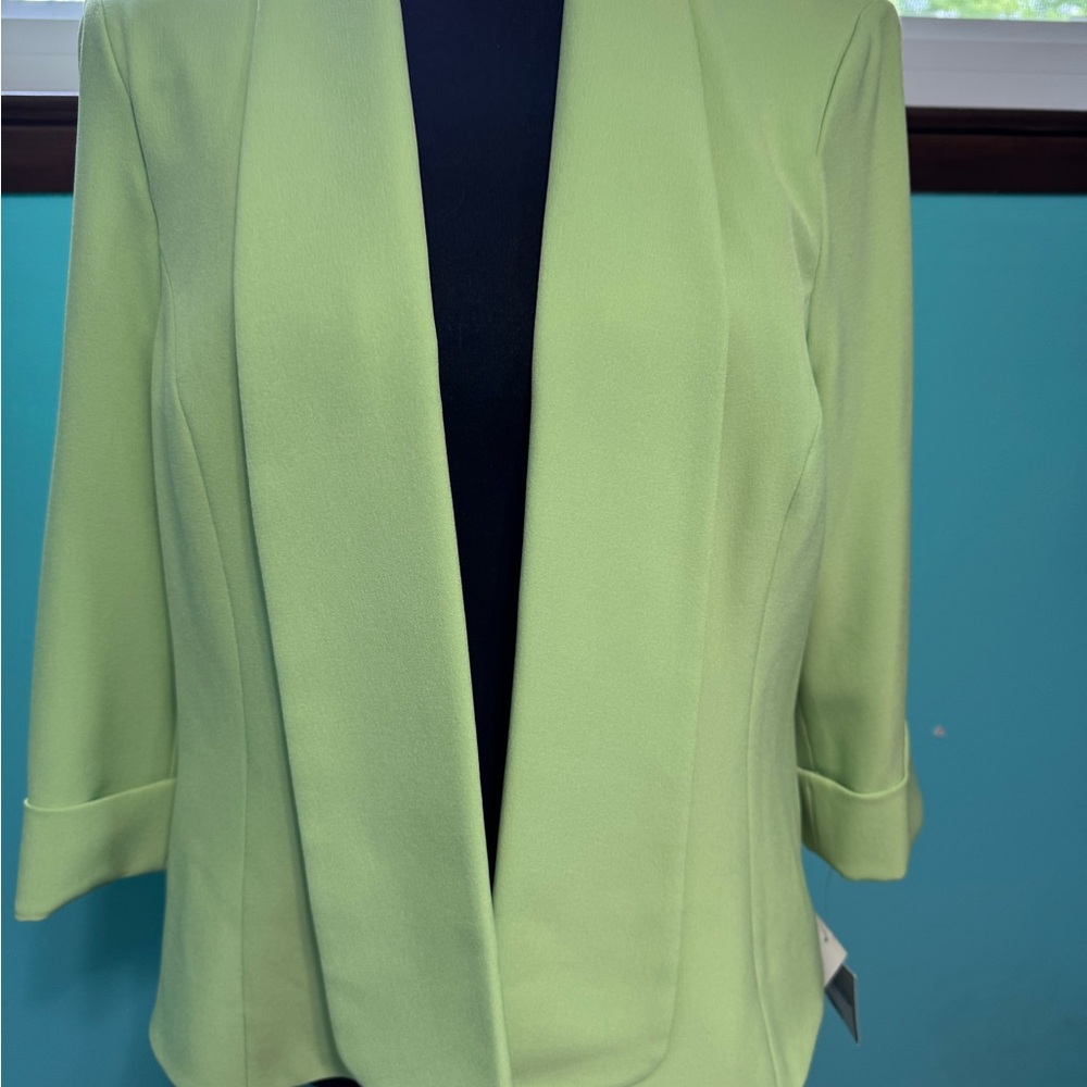 NWT Lime Kasper Open Front 3/4 Cuffed Sleeve Blazer ‘Sweet Pea’